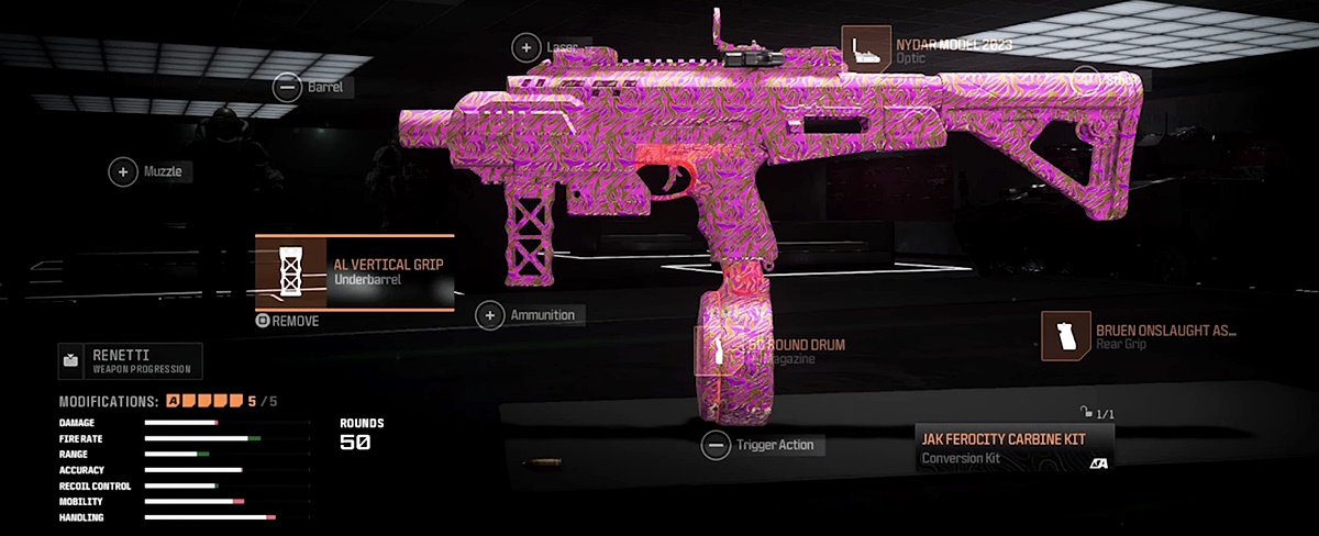 Content Creator NYSL Aydan's Renetti handgun loadout in Warzone Season 3.