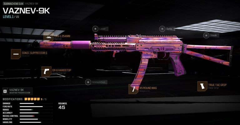 The Vaznev-9k. an SMG from Modern Warfare 2 featured in Call of Duty: Warzone Season 3.