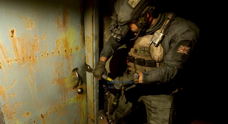 A screenshot from Modern Warfare 2019 featuring Captain John Price handling the Halligan Bar - a melee weapon that is rumored to be coming back in Black Ops 6, the next Call of Duty title.