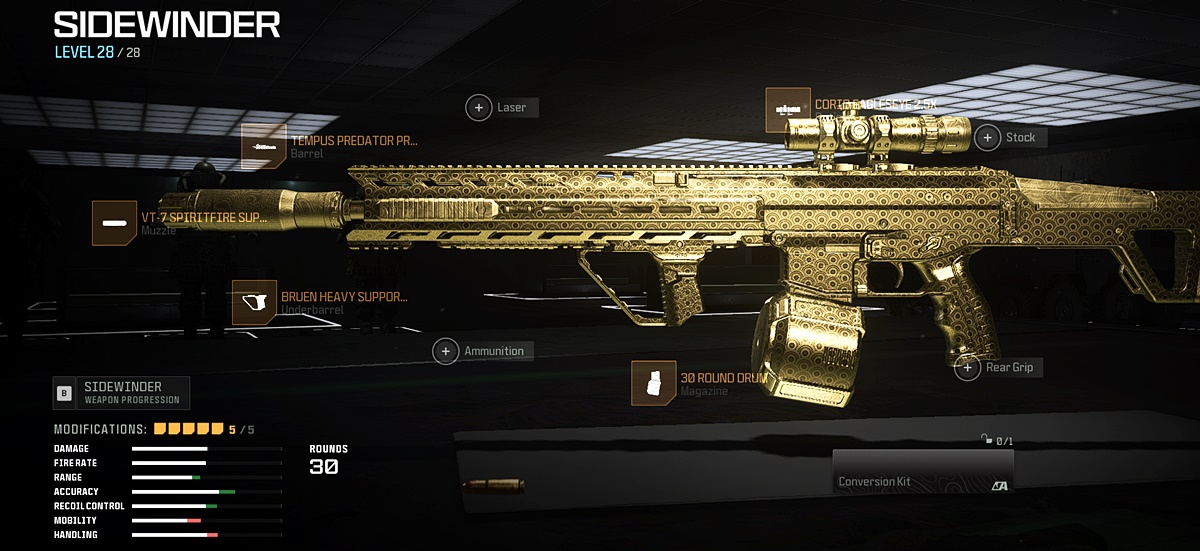 Warzone Season 3 Reloaded weapon loadout featuring the Sidewinder Battle Rifle.